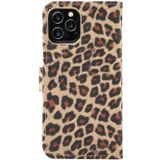 For iPhone 12 Max / 12 Pro Leopard Print Pattern Horizontal Flip Leather Case with Card Slot and Holder(Brown)