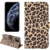 For iPhone 12 Max / 12 Pro Leopard Print Pattern Horizontal Flip Leather Case with Card Slot and Holder(Brown)