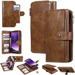 For Galaxy S8+ Multifunctional Retro Detachable Magnetic Horizontal Flip Leather Case with Card Slots & Holder & Wallet & Photo Frame(Brown)