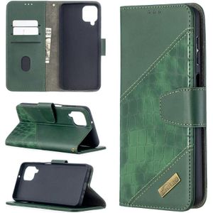 For Samsung Galaxy A12 Matching Color Crocodile Texture Horizontal Flip PU Leather Case with Wallet & Holder & Card Slots(Green)