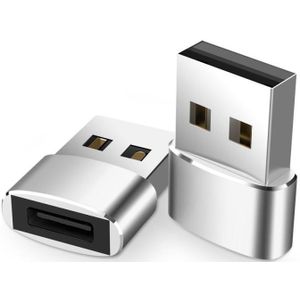 2 PCS USB-C / Type-C Female to USB 2.0 Male Adapter  Support Charging & Transmission(Silver)