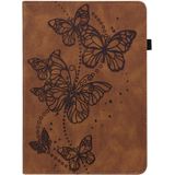 Voor Huawei MediaPad T3 10 9.6 Inch Reliëf Butterfly Patroon Horizontale Flip Lederen Tablet Case (Brown)