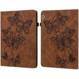 Voor Huawei MediaPad T3 10 9.6 Inch Reliëf Butterfly Patroon Horizontale Flip Lederen Tablet Case (Brown)