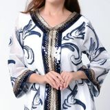 Dames Gedrukt Sequin Geborduurde Robe (Kleur: Blauw Maat: M)