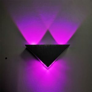 3W Aluminum Triangle Wall Lamp Home Lighting Indoor Outdoor Decoration Light  AC 85-265V(Purple Light)