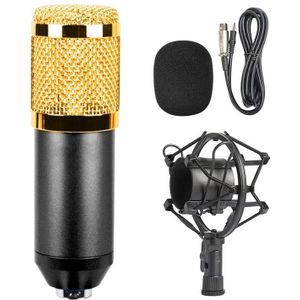 BM-800 3.5mm Studio Recording Wired Condenser Sound Microphone with Shock Mount  Compatible with PC / Mac for Live Broadcast Show  KTV  etc.(Black)