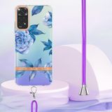 Voor Xiaomi Redmi Note 11s/Redmi Note 11 4G 6.43inch Global Flowers Series TPU -telefoonhoesje met lanyard (blauwe pioen)