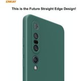 For Xiaomi Mi 10 5G Hat-Prince ENKAY ENK-PC0752 Liquid Silicone Straight Edge Shockproof Protective Case  + 3D Full Screen PET Curved Hot Bending HD Screen Protector Soft Film(Dark Green)