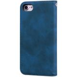 For iPhone SE 2020 & 8 & 7 Frosted Business Magnetic Horizontal Flip PU Leather Case with Holder & Card Slot & Lanyard(Blue)