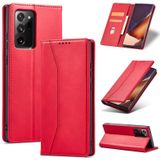Voor Samsung Galaxy S20 Ultra 5G huid-gevoel Kalfshuid textuur magnetische dual-fold horizontale flip lederen geval met houder en kaart slots &portemonnee (rood)