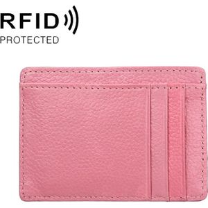 KB37 Antimagnetic RFID Litchi Texture Leather Card Holder Wallet Billfold for Men and Women (Pink)