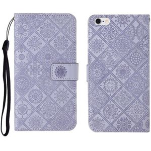 Ethnic Style Embossed Pattern Horizontal Flip Leather Case with Holder & Card Slots & Wallet & Lanyard For iPhone 6(Purple)