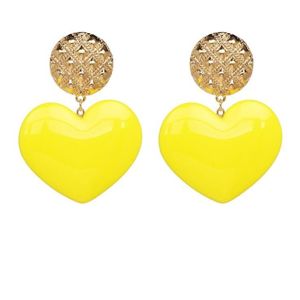 Peach Heart Earrings Retro Series Acrylic Stud Earrings for Women(Yellow)