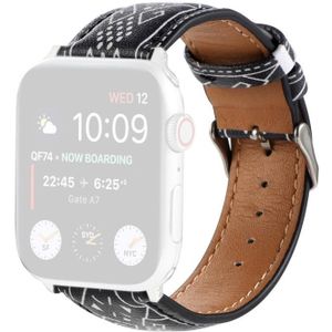 Marble Ethnic Style Printed Leather Watchband For Apple Watch Series 6 & SE & 5 & 4 40mm / 3 & 2 & 1 38mm(Black Rhombus)