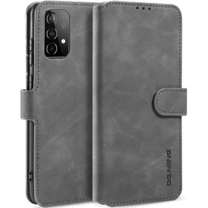 For samsung Galaxy A52 5G DG.MING Retro Oil Side Horizontal Flip Leather Case with Holder & Card Slots & Wallet(Grey)