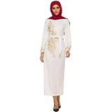 Vrouwen kralen uitlopende mouw lace-up jurk (kleur: wit Maat: XL)
