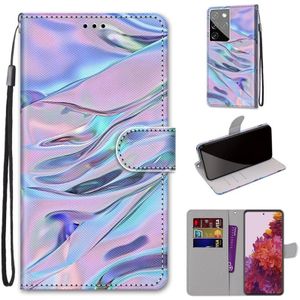For Samsung Galaxy S21 Ultra Coloured Drawing Cross Texture Horizontal Flip PU Leather Case with Holder & Card Slots & Wallet & Lanyard(Fluorescent Water Pattern)
