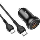 hoco NZ5 PD 30W Type-C / USB-C + QC 3.0 USB Car Charger with  Type-C / USB-C to Type-C / USB-C Data Cable(Black)