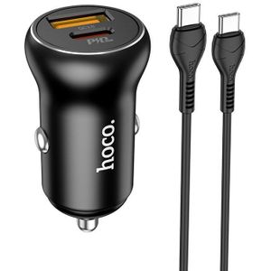 hoco NZ5 PD 30W Type-C / USB-C + QC 3.0 USB Car Charger with  Type-C / USB-C to Type-C / USB-C Data Cable(Black)