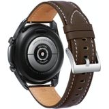 For Samsung Galaxy Watch3 45mm Genuine Leather Silver Buckle Replacement Strap Watchband(Dark Brown)