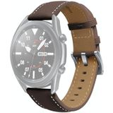 For Samsung Galaxy Watch3 45mm Genuine Leather Silver Buckle Replacement Strap Watchband(Dark Brown)