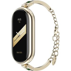 Voor Xiaomi Mi Band 8 Mijobs Ruyi Beauty Armband Horlogeband (Licht Goud Groen)