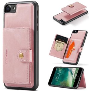 JEEHOOD Retro Magnetic Detachable Protective Case with Wallet & Card Slot & Holder For iPhone SE 2020 & 8 & 7(Pink)
