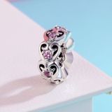 S925 Sterling Silver Cat Heart-shaped Diamond Beads DIY Bracelet Necklace Accessories