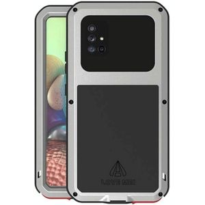 For Samsung Galaxy A71 5G LOVE MEI Metal Shockproof Waterproof Dustproof Protective Case with Glass(Silver)