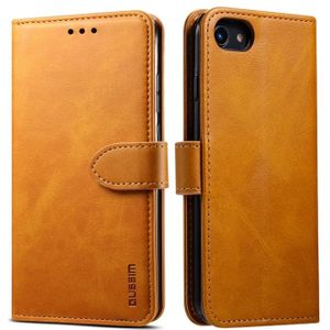 For iPhone 8  / 7 GUSSIM Magnetic Horizontal Flip Leather Case with Holder & Card Slots & & Wallet(Yellow)