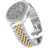 20mm For Samsung Galaxy Watch 3 41mm Five Beads Steel Replacement Strap Watchband(Silver Gold)