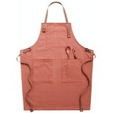 Household Denim Apron Barista Floral Tea Shop Barber Work Clothes  Specification: for Children 57cm(Brick Color)