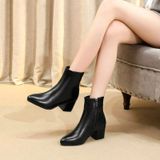 Autumn  Winter Glitter Square Heel Pointed Low-Top Women Boots  Size:36(Black)