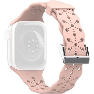 Kant Silicone Watchband voor Apple Watch Series 7 45 mm / 6 & SE & 5 & 4 44mm / 3 & 2 & 1 42mm (Vintage Rose)