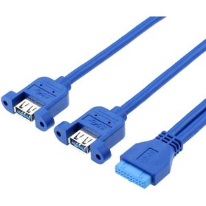 50CM USB3.0 Data Cable Motherboard 20p To Dual Usb3.0 Baffle Line With Ear