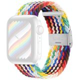 Gevlochten + roestvrijstalen vervanging horlogebanden voor Apple Watch Series 7 45 mm / 6 & SE & 5 & 4 44mm / 3 & 2 & 1 42mm (Rainbow)