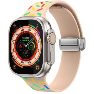 Voor Apple Watch Ultra 49 mm Rainbow Dots siliconen magnetische gesp horlogeband