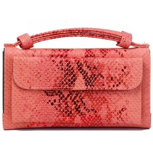 Ladies Snake Sequins Print Wrist Bag Multifunctional Chain One-Shoulder Diagonal Wallet(Orange)