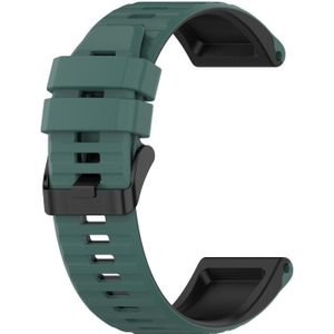 Voor Garmin Fenix 6x 26mm Silicone Mixing Color Watch Strap (Dark Green + Black)