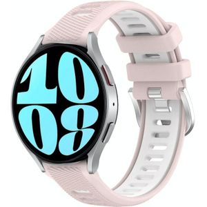 Voor Samsung Galaxy Watch 6 44 mm 20 mm sport tweekleurige stalen gesp siliconen horlogeband (roze + wit)