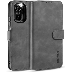 For Xiaomi Redmi K40 DG.MING Retro Oil Side Horizontal Flip Leather Case with Holder & Card Slots & Wallet(Grey)