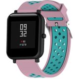 Double Colour Silicone Sport Wrist Strap for Xiaomi Huami Amazfit Bip Lite Version 20mm(Mint Green + Light Pink)