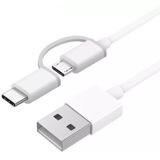 2.4A QC3.0 USB to Micro USB + USB-C / Type-C Fast Charging + Data Transmission TPE Data Cable  Cable Length: 30cm