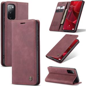 For Samsung Galaxy S20 FE CaseMe 013 Multifunctional Horizontal Flip Leather Case with Holder & Card Slot & Wallet(Wine Red)