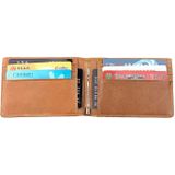 9037 Antimagnetic RFID Crazy Horse Texture Leather Wallet Billfold for Men and Women (Yellowish-brown)