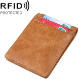 9037 Antimagnetic RFID Crazy Horse Texture Leather Wallet Billfold for Men and Women (Yellowish-brown)