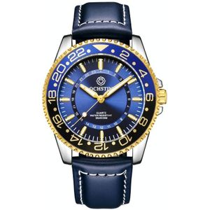 Ochstin 5019G Fashion Business waterdichte lederen band quartz horloge (blauw + blauw)