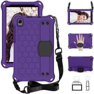 For Samsung Galaxy Tab A 8.0 & S Pen (2019)P200/P205 Honeycomb Design EVA + PC Four Corner Shockproof Protective Case with Strap(Purple+Black)