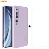 For Xiaomi Mi 10 Pro 5G Hat-Prince ENKAY ENK-PC0762 Liquid Silicone Straight Edge Shockproof Protective Case  + 3D Full Screen PET Curved Hot Bending HD Screen Protector Soft Film(Purple)