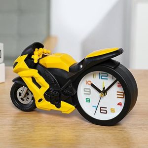 Motorfiets Wekker Ornamenten Creative Child Gift Clock (Yellow Motorcycle Racing)